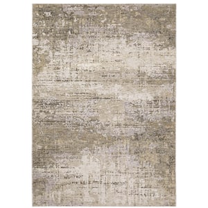 Newcastle Beige Doormat 3 ft. x 5 ft. Industrial Distressed Abstract Polyester Indoor Area Rug
