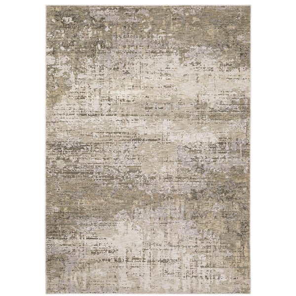 Newcastle Beige/Gray 8 ft. x 11 ft. Industrial Distressed Abstract Polyester Indoor Area Rug