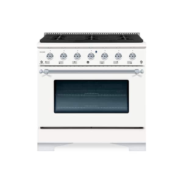 Hallman CLASSICO, 36-IN, 6 Burner Freestanding Single Oven Gas Range with Gas Stove and Gas Oven in. White