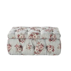 Jahlil Manor Floral Ottoman Upholstered Linen 36.4 L x 25 W x 17 H