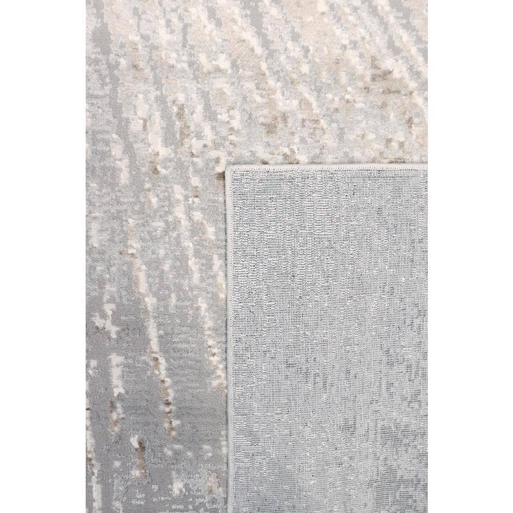 Round Gray and White Synthetic Abstract Area Rug