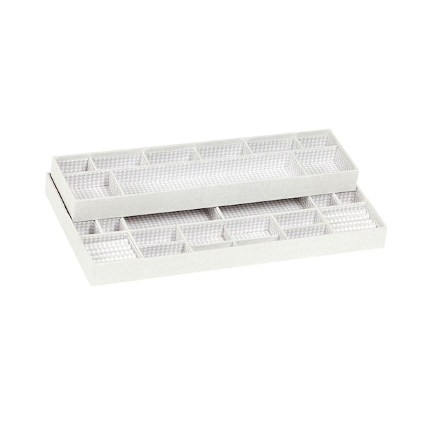 South Shore 13 in. x 2 in. Storit Small Beige Polyester Jewelry Drawer Organizers with Pattern (2-Pack)