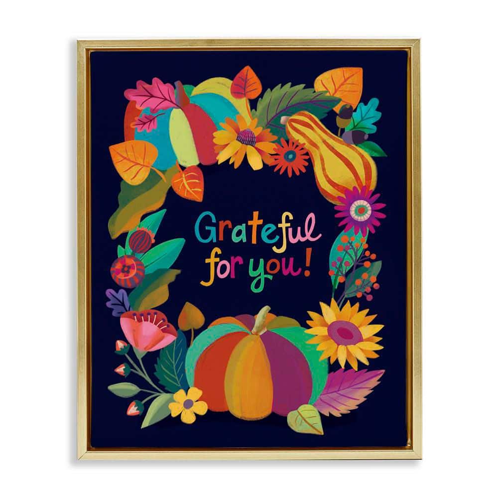 Grateful For You Gourds by Riley Hutchens Gold Floater Frame Typography Graphic Art Print 21 in. x 17 in. price history on PriceWatchPro