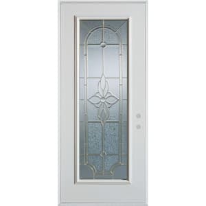 32 in. x 80 in. Traditional Patina Full Lite Painted White Left-Hand Inswing Steel Prehung Front Door