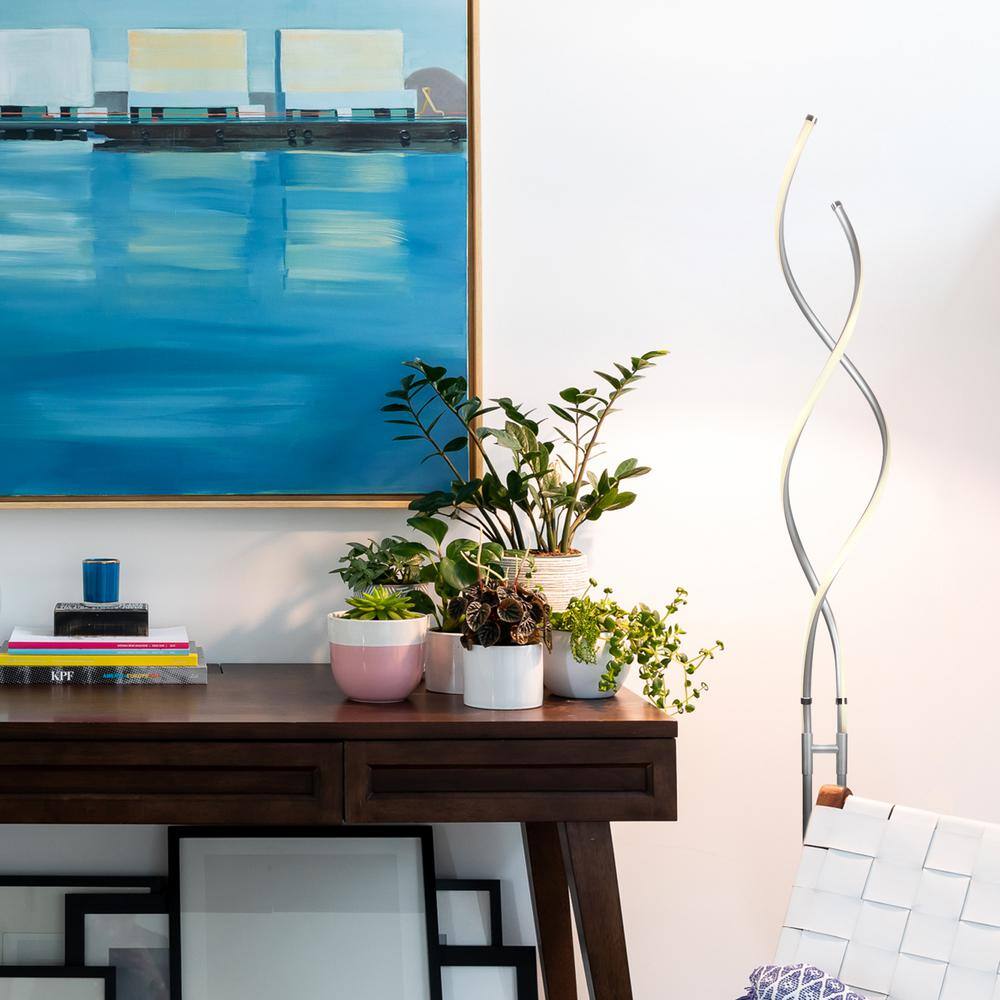 Embrace 60" Matte Nickel Industrial LED Floor Lamp