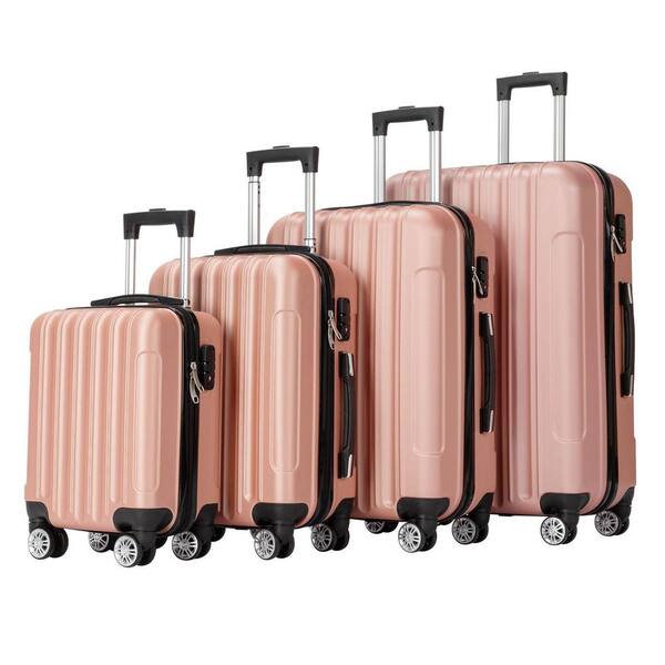 Winado 4-Piece Multifunctional Large Capacity Traveling Storage Suitcase Rose  Gold 830410633594 - The Home Depot