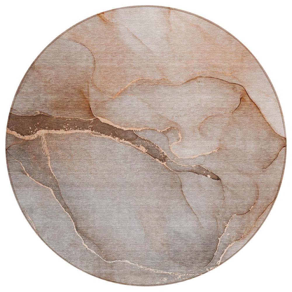 Taupe 8 ft. Round Abstract Indoor / Outdoor Area Rug price history on PriceWatchPro