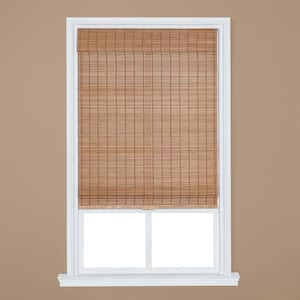 Light Oak Cordless Bamboo Roman Shade 27 in. W x 64 in. L