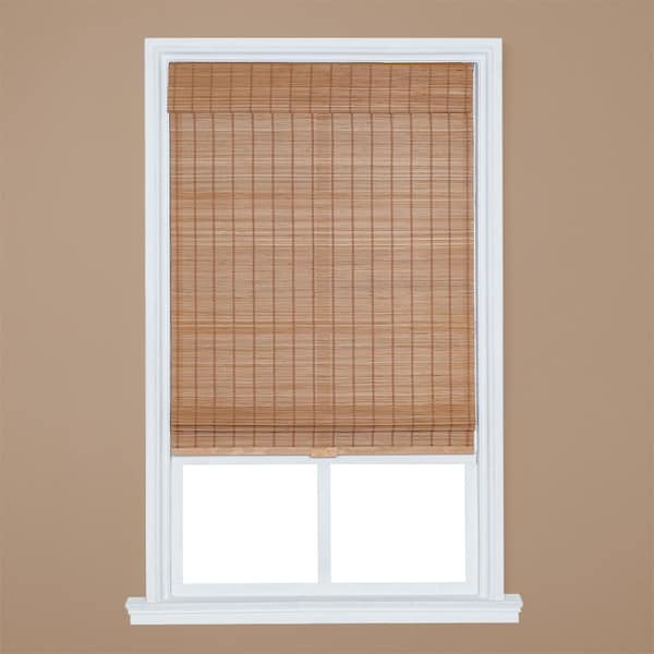 Light Oak Cordless Bamboo Roman Shade 35 in. W x 72 in. L