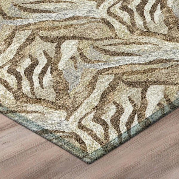 Chantille Machine Washable Indoor/Outdoor Abstract ACN3098 Chocolate 10 ft. x 14 ft. Area Rug