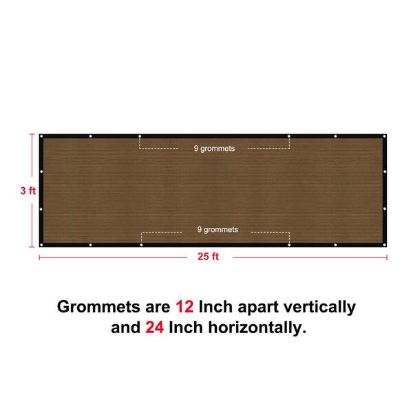 Privacy FenceScreen Heavy-Duty 90% Blockage Shade Cover FencingNet for Wall Garden Gazebo Backyard 5 ft. x 25 ft., Brown