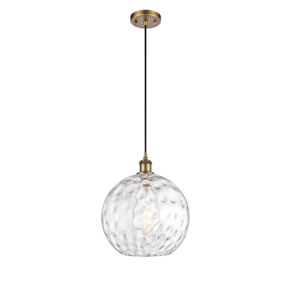 Innovations Athens Water Glass 1-Light Brushed Brass Globe Pendant ...