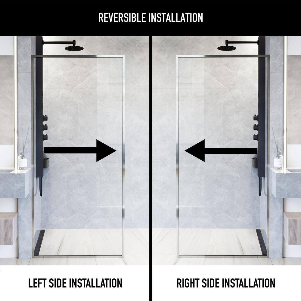 Meridian 34" W x 74" H Chrome Clear Glass Shower Screen