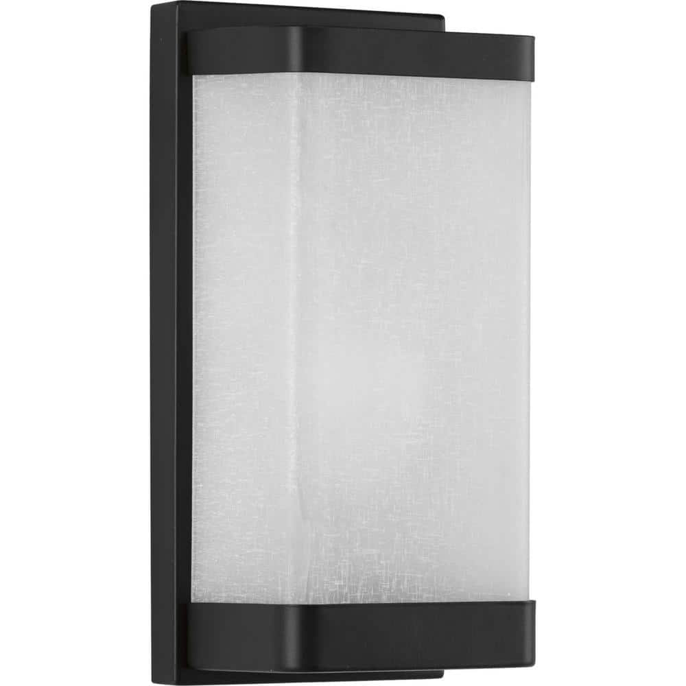 Black Linen Glass Modern Wall Sconce, 12" Height