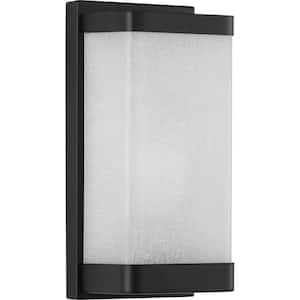 1-Light Linen Glass Black Wall Sconce