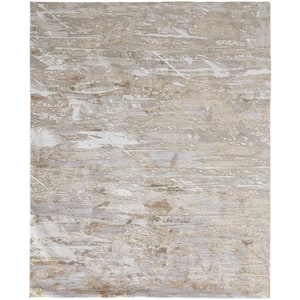 Tan and Ivory 2 ft. x 3 ft. Abstract Area Rug