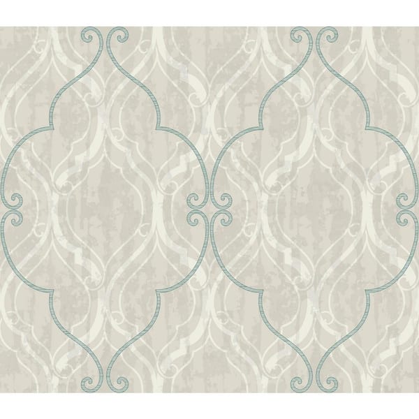 Seabrook Designs Corsica Metallic Green, Pearl, and Cream Ogee Paper Strippable Roll (Covers 60.75 sq. ft.)