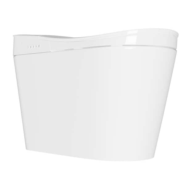 1-Piece 1.28 GPF Dual Flush Elongated Toilet in White with Heated Seat, UV Sterilization, Warm Air Dryer