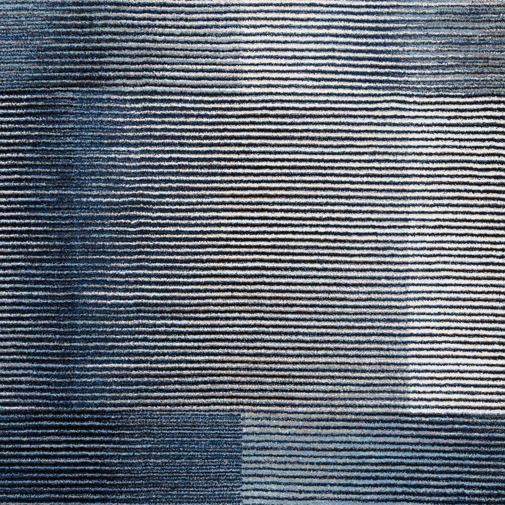 Square Blue Stripe Hand-knotted Synthetic Area Rug