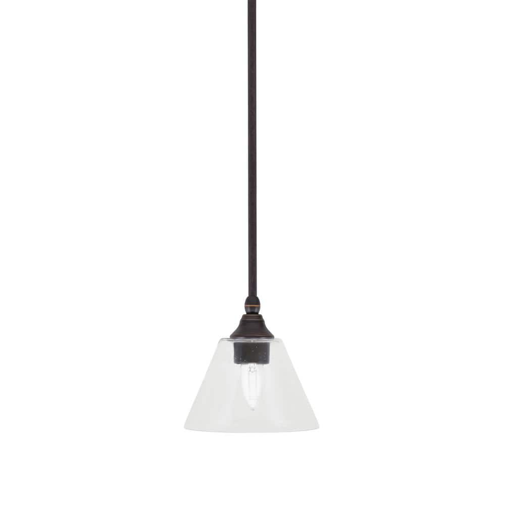 Sparta 100-Watt 1-Light Dark Granite Shaded Pendant Light with Clear Bubble
