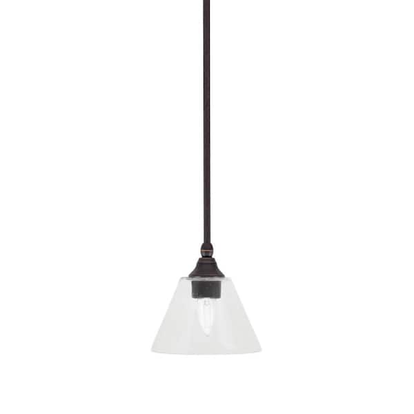 Unbranded Sparta 100-Watt 1-Light Dark Granite Shaded Pendant Light with Clear Bubble Glass, No Bulb Included