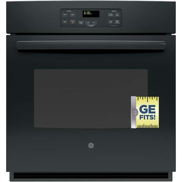 GE 27 in. Single Electric Wall Oven Standard Cleaning with Steam in Black