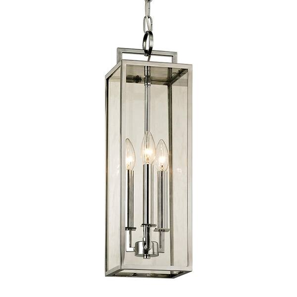 Troy Lighting Beckham Polished Stainless 3-Light 6 in. W Outdoor Hanging Light with Clear Glass