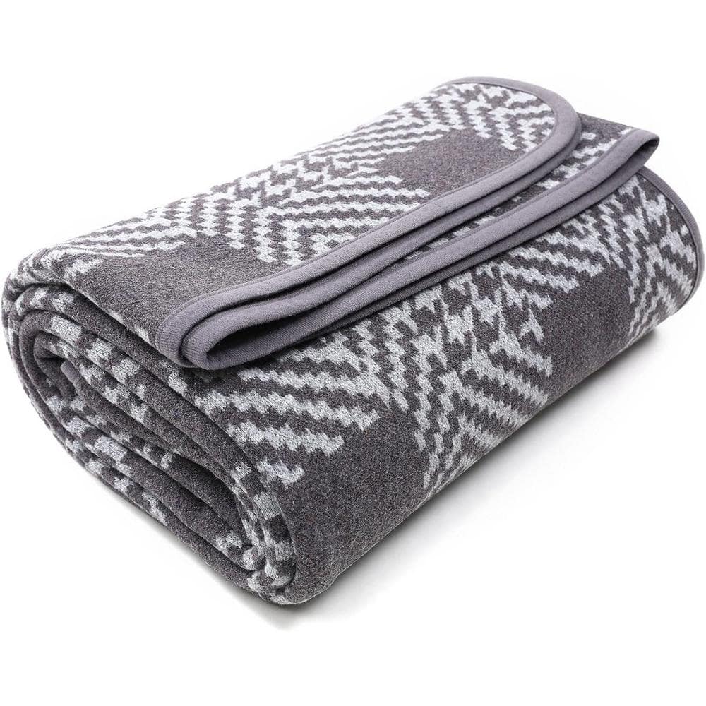 Houndstooth Grey TravelSuper Soft Wool Throw Blanket PTMT302 The