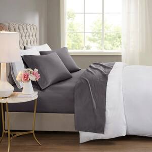 600 Thread Count 4-Piece Charcoal Cooling Cotton Queen Sheet Set