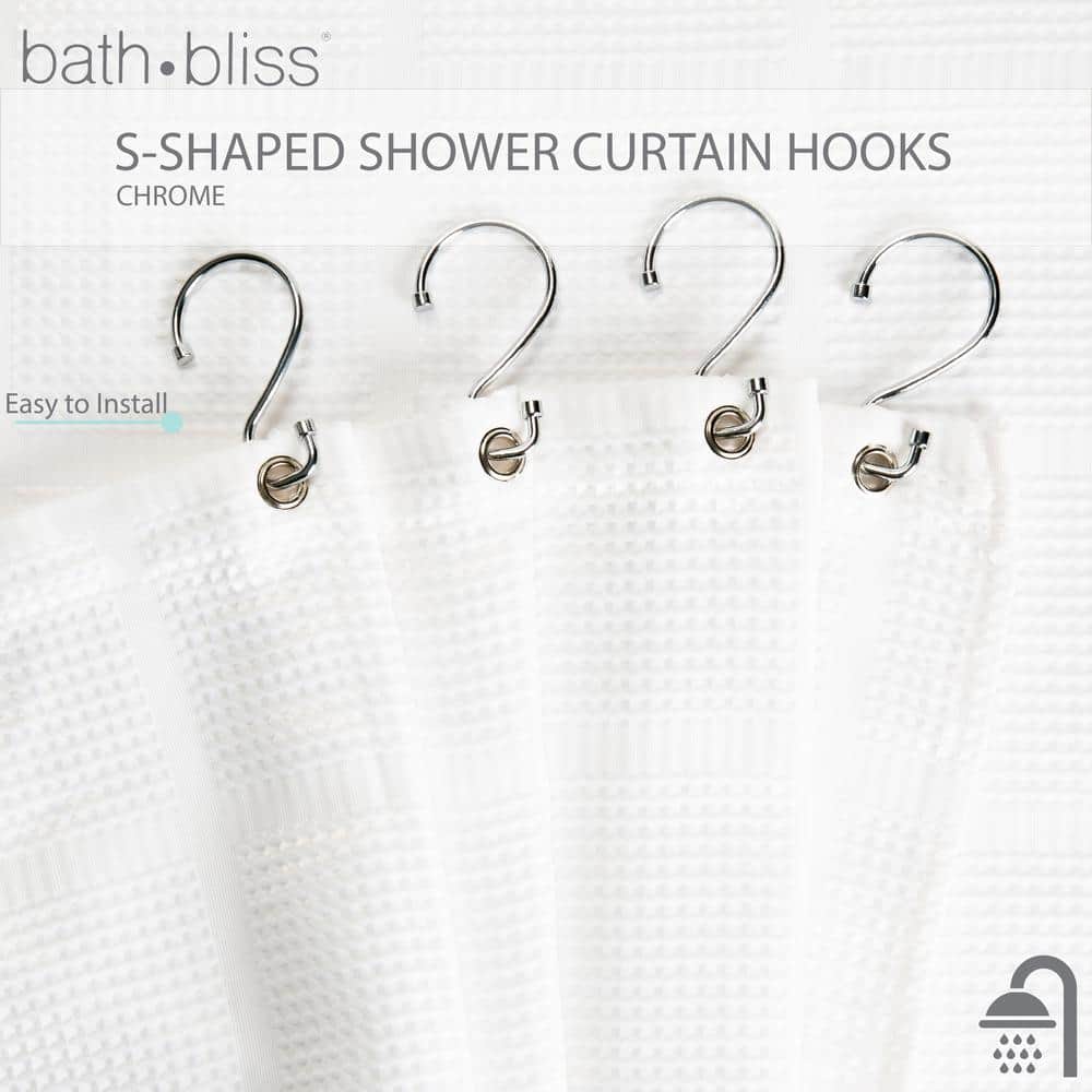 Chrome Rust Resistant S-Hook Shower Curtain Rings