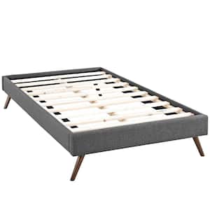 Loryn Gray Fabric Twin Bed Frame with Round Splayed Legs