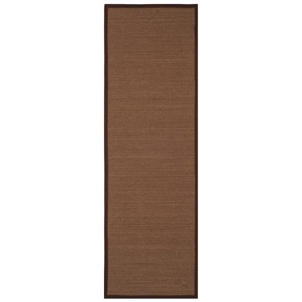 Natural Fiber Brown 3 ft. x 6 ft. Border Runner Rug