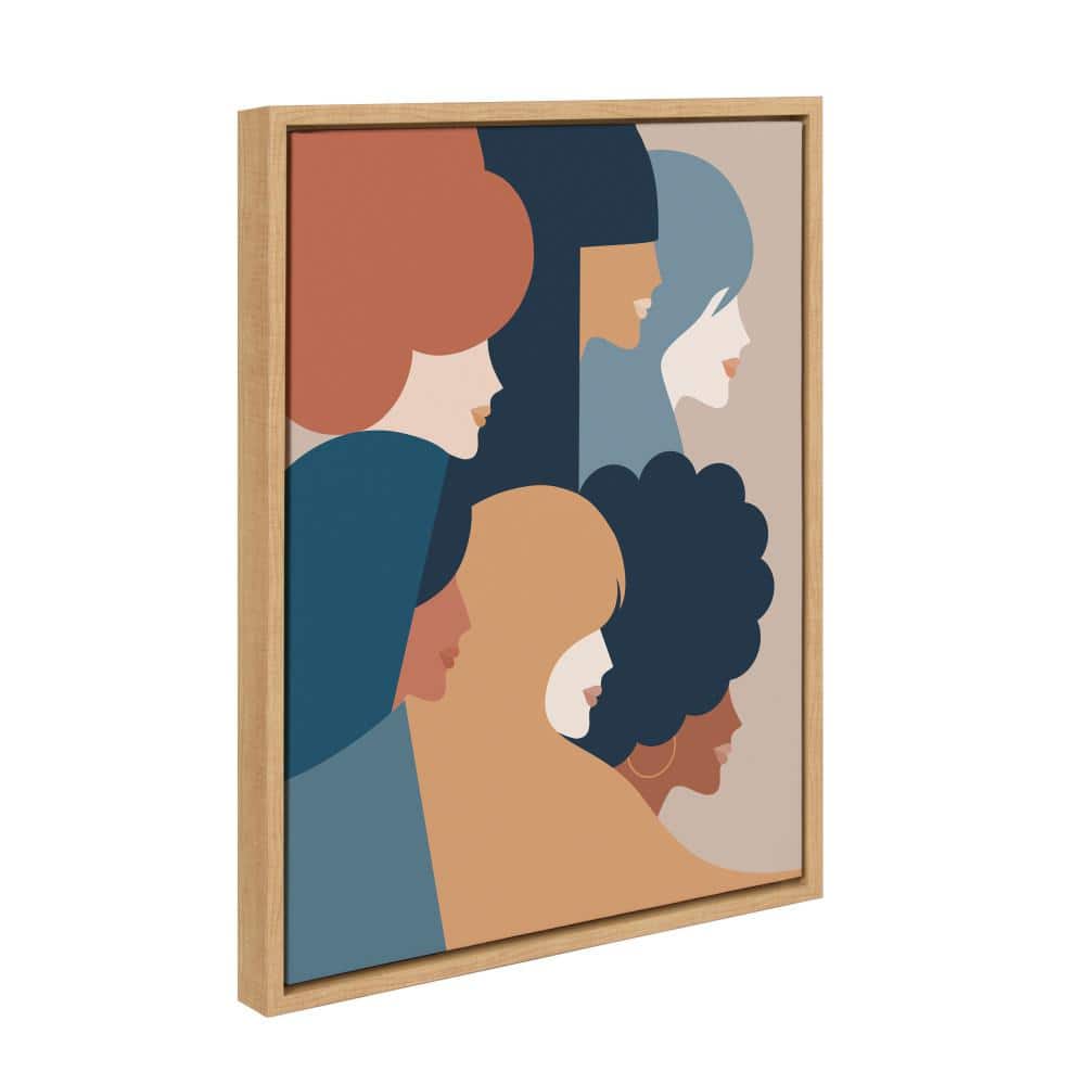 Earthy Feminist Canvas Art Print with Natural Frame