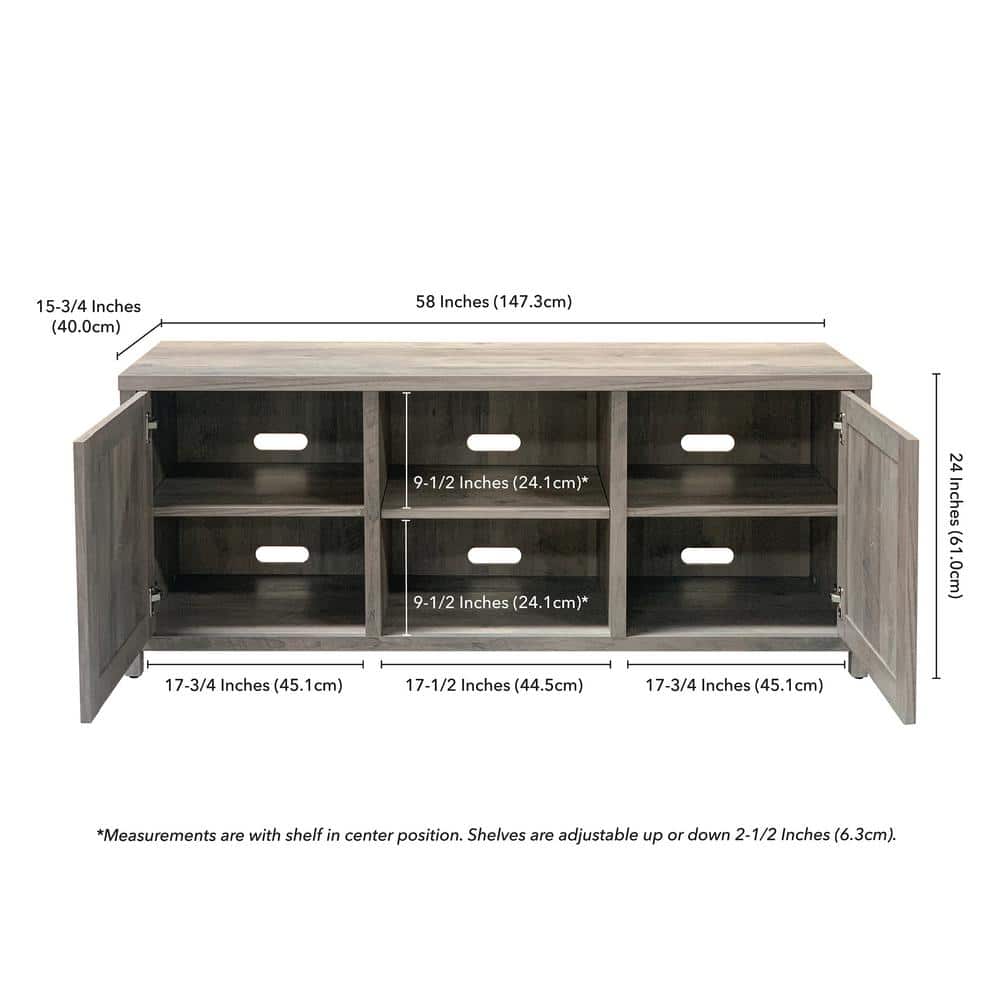 Granger 58'' Gray Oak Modern Farmhouse TV Stand with Cabinet