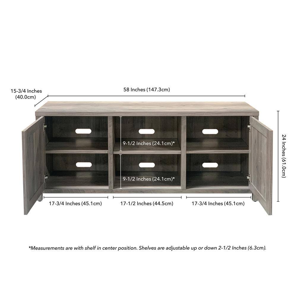 Granger 58'' Gray Oak Modern Farmhouse TV Stand with Cabinet