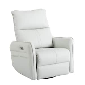 Gray Faux Leather Recliner 270° Power Swivel Rocker Recliner with USB Ports (Electric Gear Shift)