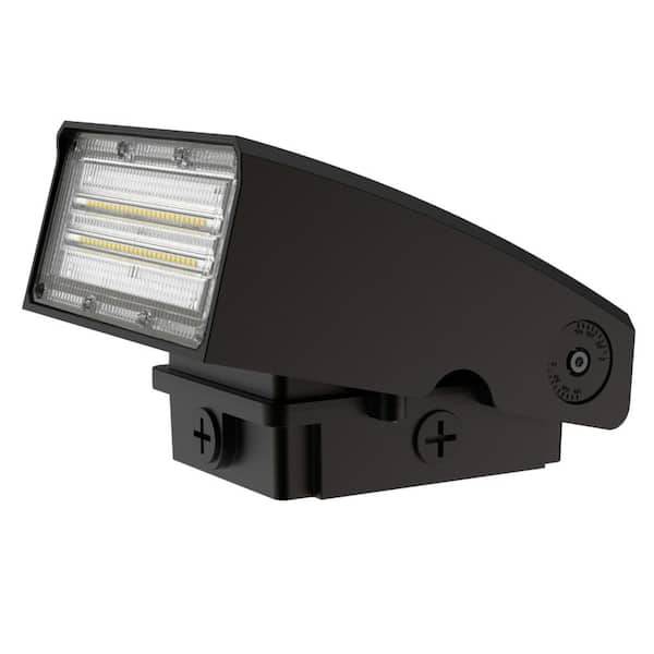 J&H LED 150-Watt Equivalent Integrated LED Black Adjustable Head Outdoor Wall Pack Light, 2400 Lumens, 5000K