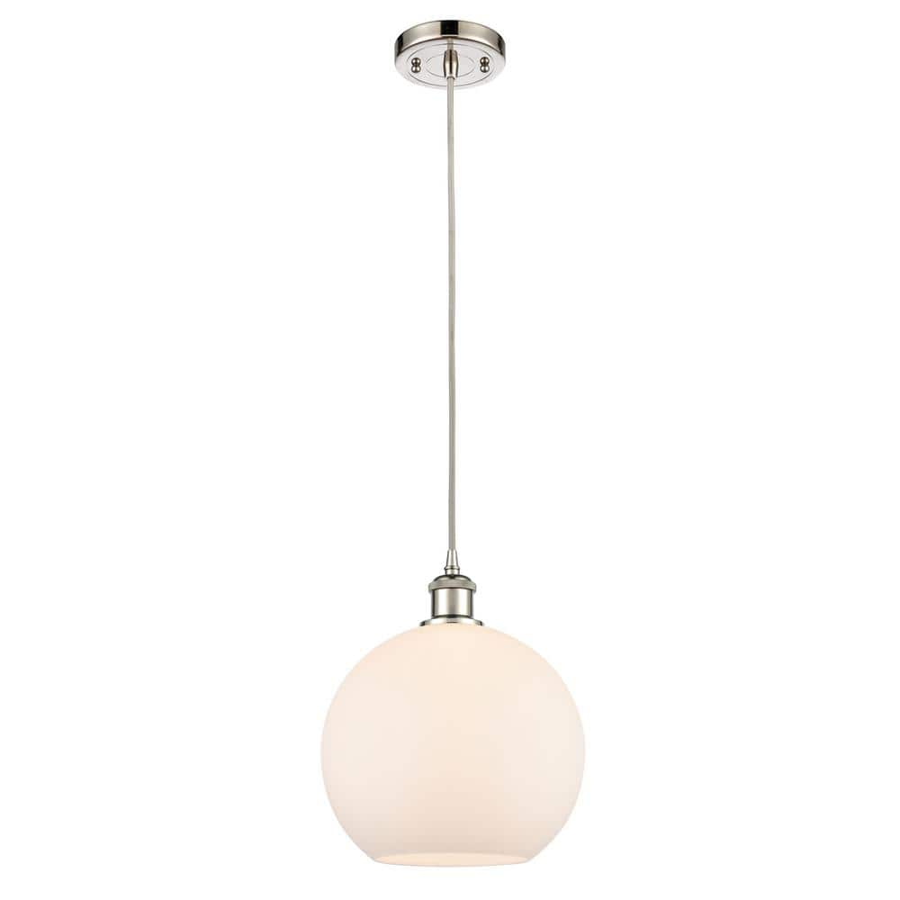 Athens 100-Watt 1-Light Polished Nickel Shaded Mini Pendant Light with Frosted Glass Shade -  Innovations, 516-1P-PN-G121-