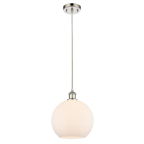 Innovations Athens 100-Watt 1-Light Polished Nickel Shaded Mini Pendant Light with Frosted Glass Shade