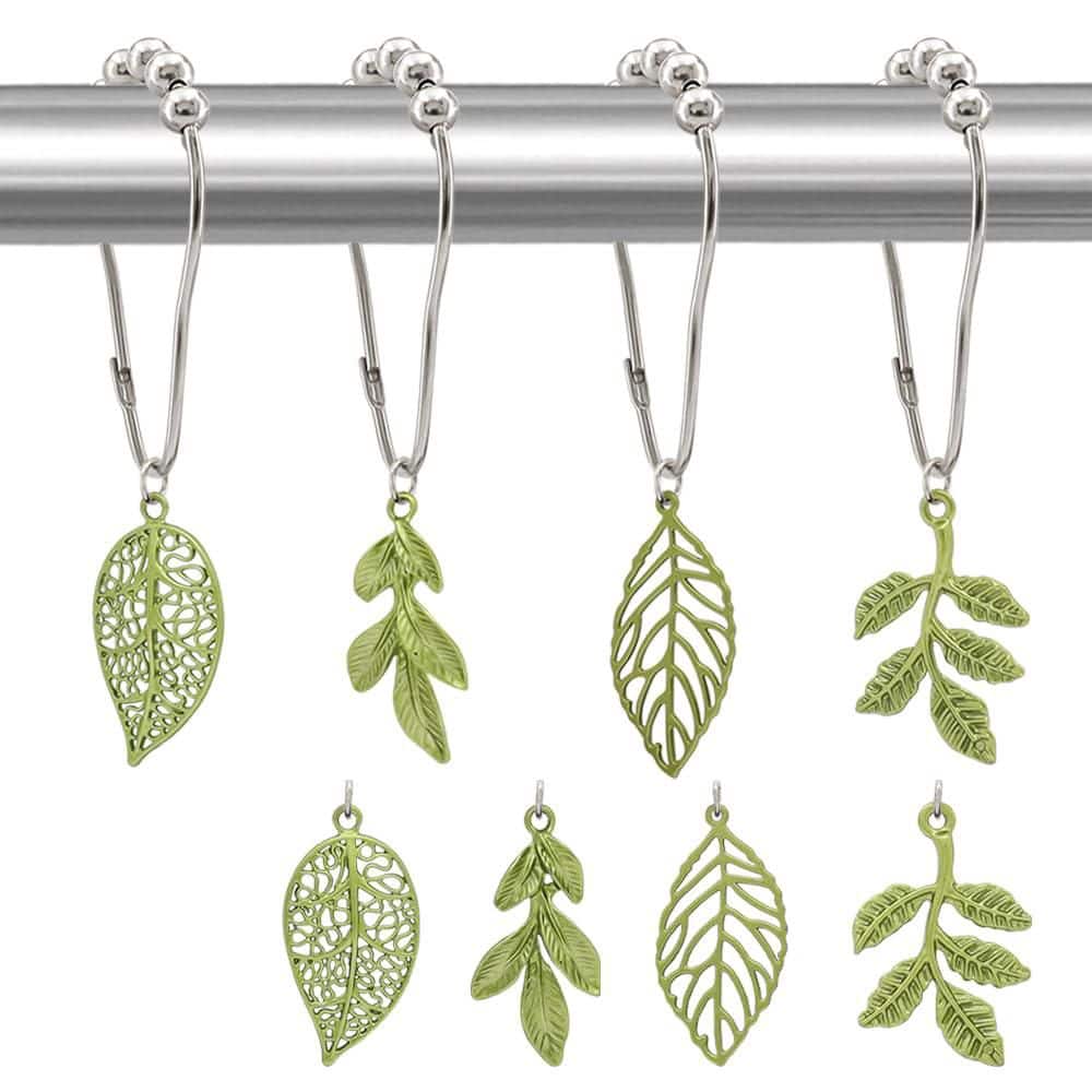 Leaf Shower Curtain Hooks 12-Pack Green Plant Rings for Standard Rods, Rustproof Bath Decor Accessories price history on PriceWatchPro
