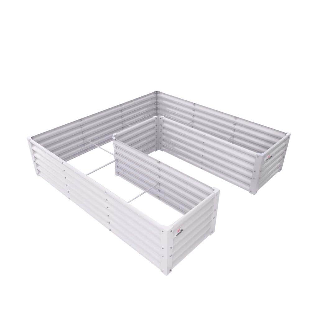 White 74 in. W Metal U-Shaped Raised Garden Bed for Planting Vegetables Flowers Herb, Outdoor Garden Raised Planter Box price history on PriceWatchPro