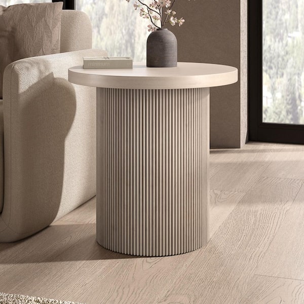 Meyer&Cross Isa 22 in. Alder White Round MDF Top End Table ST2437