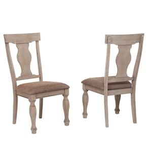 SignatureHome 2-Tone Brown Wood Upholstered Dinette Dining Room Side Chairs (Set of 2)