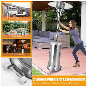 Patio Propane Heater Stainless Steel 48,000 BTU with Table and Wheels