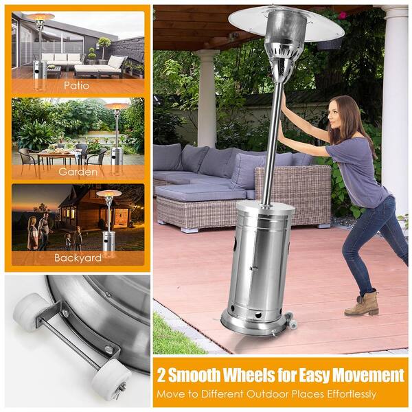 Costway Patio Propane Heater Stainless Steel 48,000 BTU with Table and  Wheels NP10034 - The Home Depot