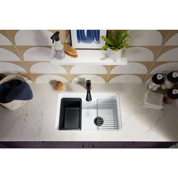 Cairn 18-5/16 in. x 27-1/2 in. x12-5/8 in. Composite Undermount Utility Sink in Matte White