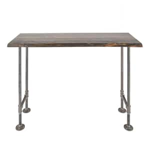 48 in. x 16 in. x 34 in. Boulder Black Restore Wood Console Table with Industrial Steel Pipe Legs