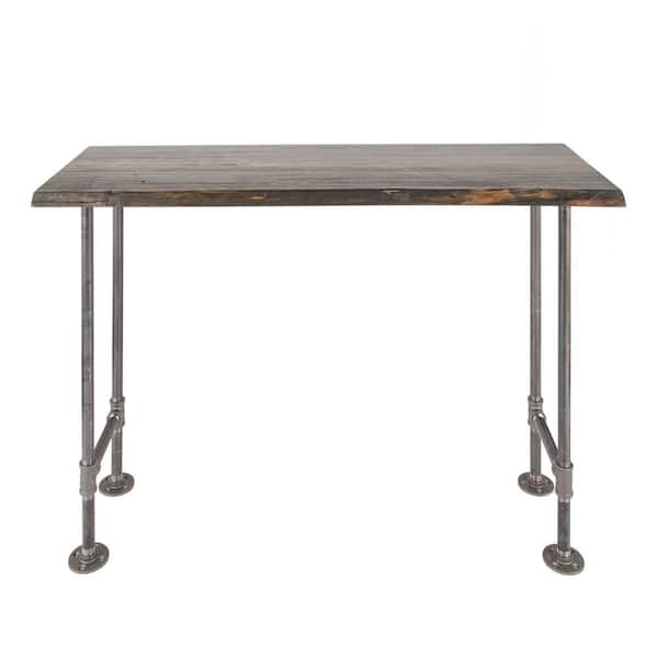 PIPE DECOR 48 in. x 16 in. x 34 in. Boulder Black Restore Wood Console Table with Industrial Steel Pipe Legs