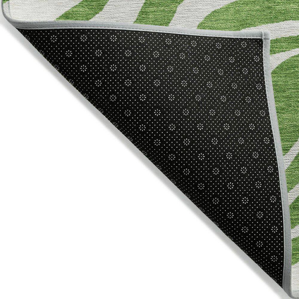 Green and Off-White Zebra Pattern Washable Synthetic Area Rug