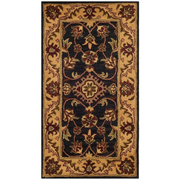SAFAVIEH Golden Jaipur Black/Gold Doormat 2 ft. x 4 ft. Border Area Rug